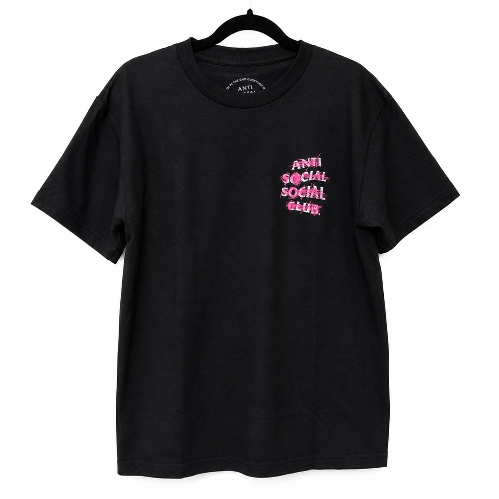 NWOT Anti Social Social Club Pink Scribble Logo T-Shirt Black Mens M Streetwear